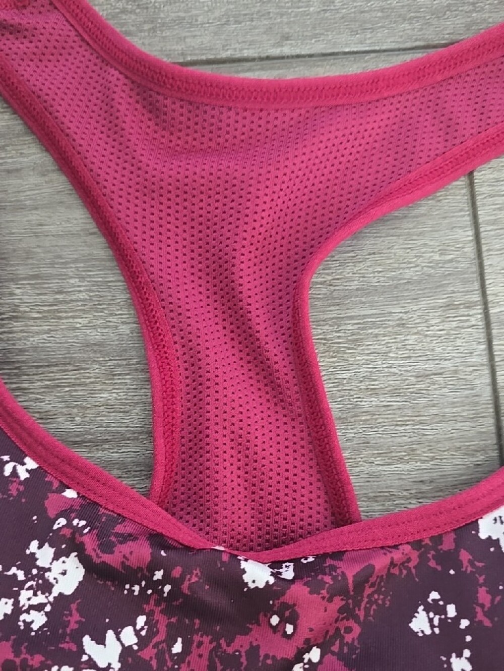 Reebok Maroon and White Patterned Racerback Sports Bra With Removable Pads - Picture 3 of 6